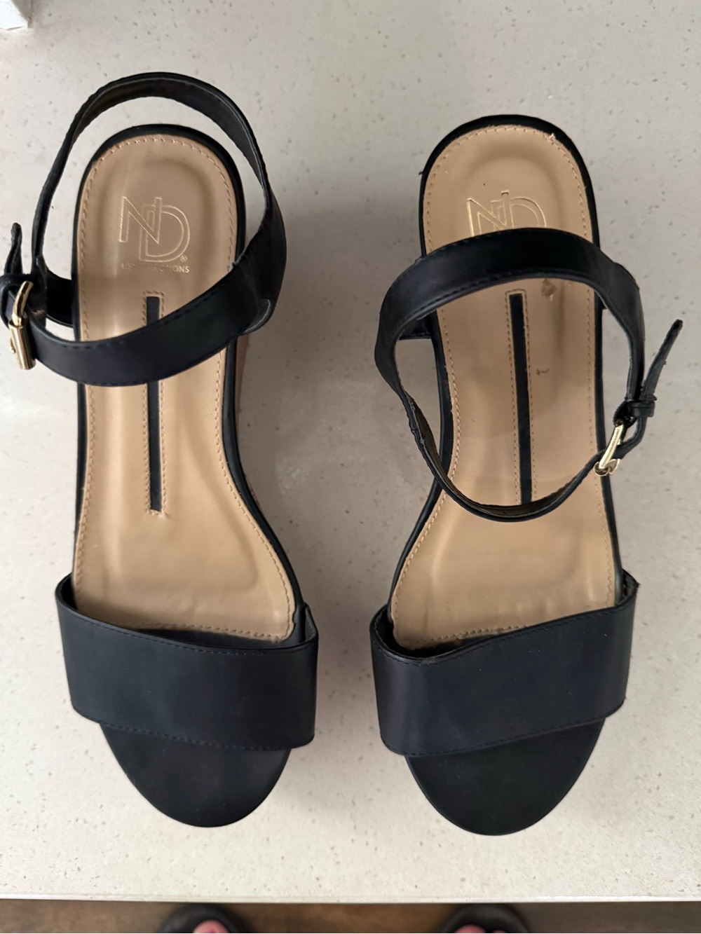 new directions Black Open-Toe Ankle Strap Heels